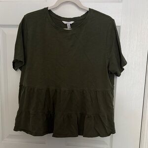 Time and Tru Dark Green Short Sleeve Top